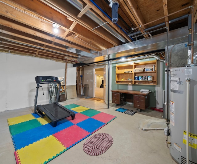 unfinished basement with gas water heater