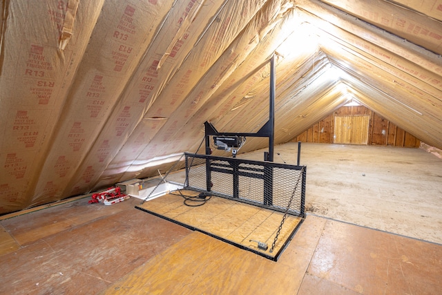 view of unfinished attic