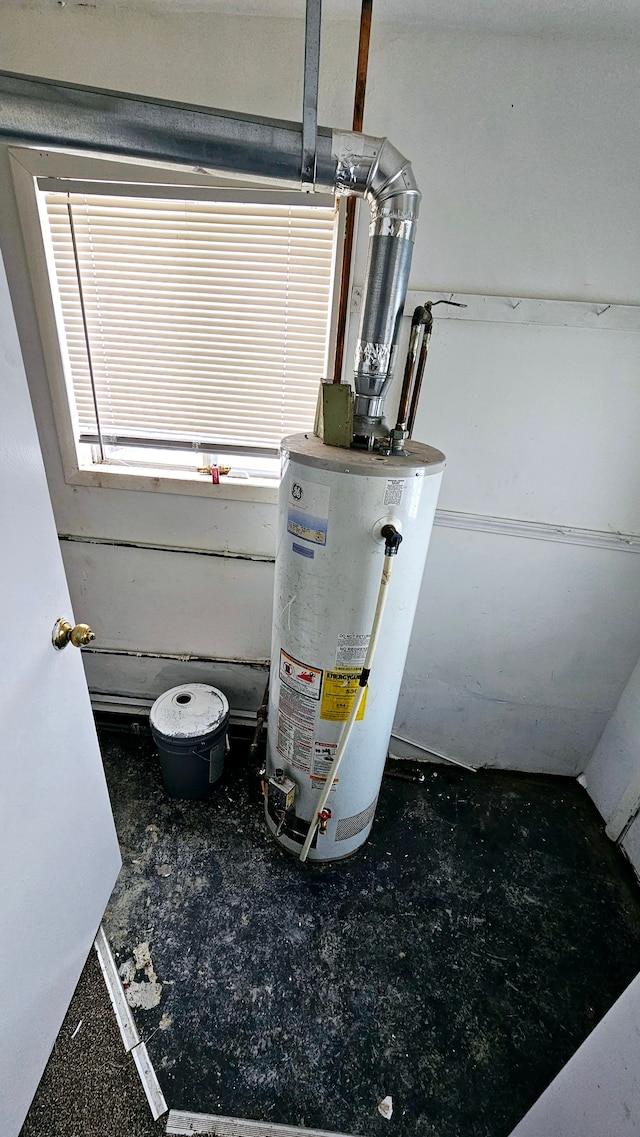 utility room with water heater