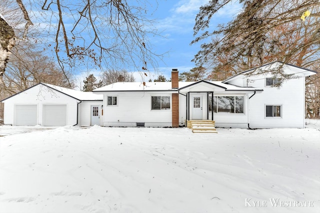 split level home featuring a chimney