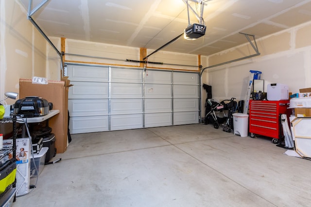 garage with a garage door opener