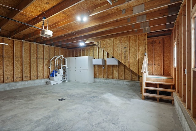 garage with a garage door opener