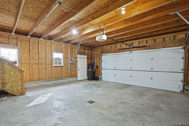 garage with a garage door opener