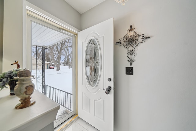 entrance foyer with marble finish floor