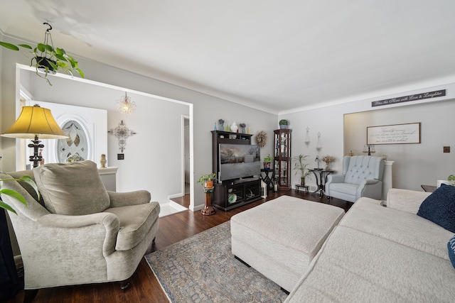 living area featuring dark wood finished floors