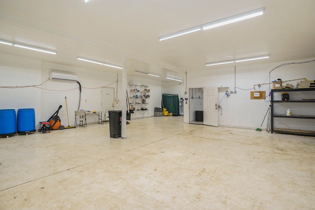 garage with an AC wall unit