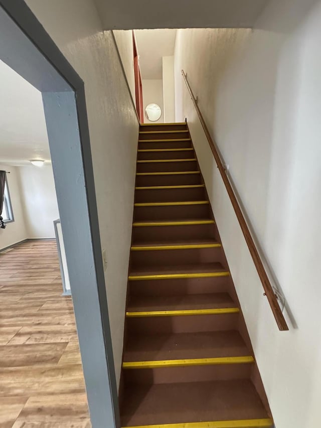 staircase featuring wood finished floors