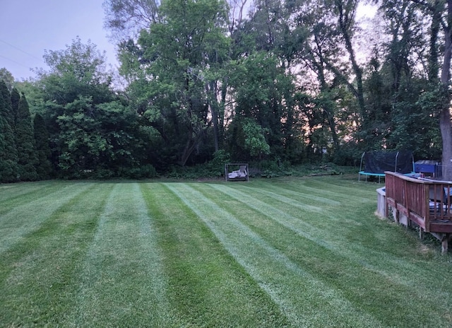 2839 Davista Dr, Highland, MI 48356 - view of grassy yard with a trampoline