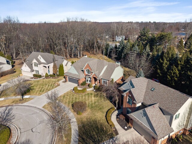 aerial view with a residential view