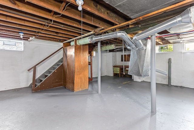 basement featuring stairway