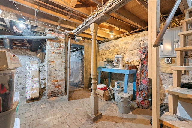 view of unfinished basement