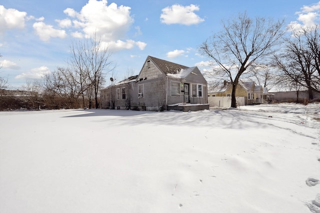 view of snow covered exterior