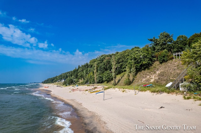 property view of water with a beach view