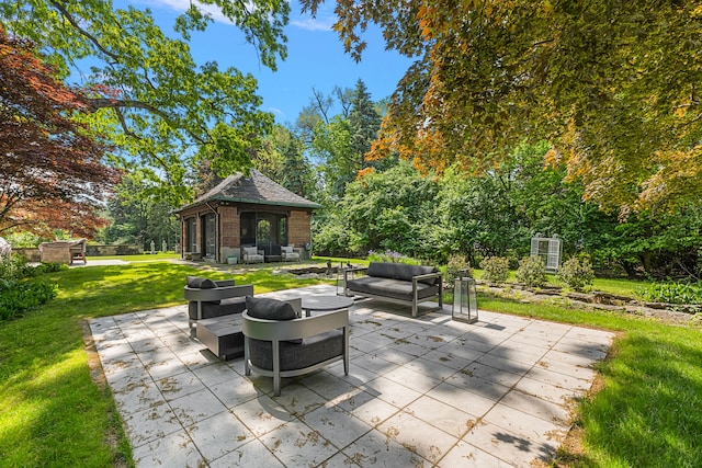 1771 Balmoral Dr, Detroit, MI 48203 - view of patio / terrace with an outdoor hangout area and an outdoor structure