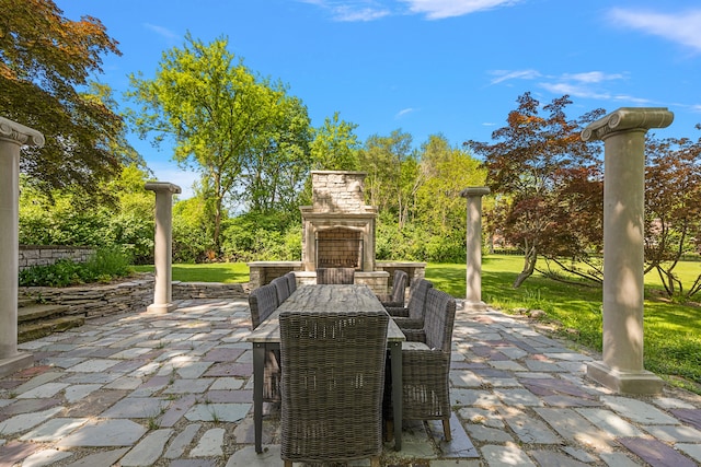 1771 Balmoral Dr, Detroit, MI 48203 - view of patio with an outdoor fireplace