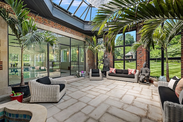 1771 Balmoral Dr, Detroit, MI 48203 - view of patio / terrace with an outdoor pool, an outdoor living space, and a lanai