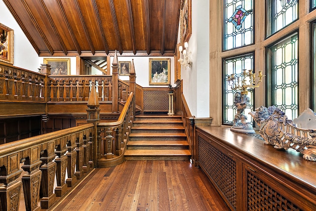 1771 Balmoral Dr, Detroit, MI 48203 - stairs featuring wainscoting and hardwood / wood-style flooring