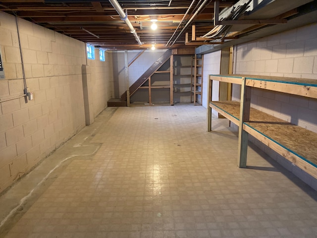 below grade area featuring tile patterned floors