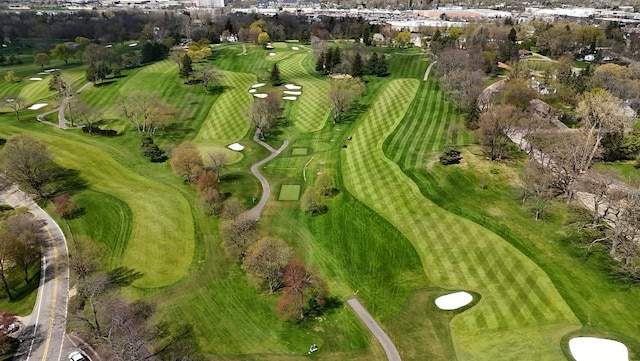 aerial view featuring view of golf course