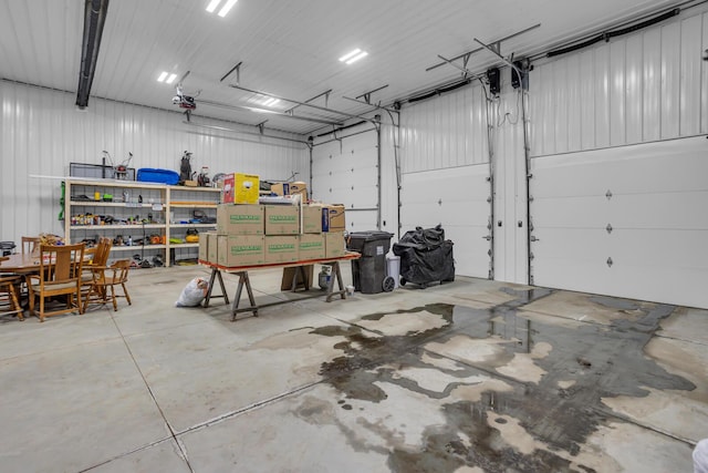 garage with metal wall