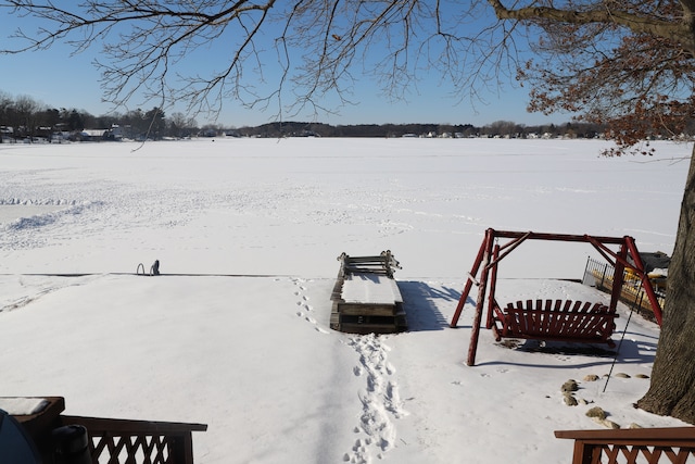 view of yard covered in snow