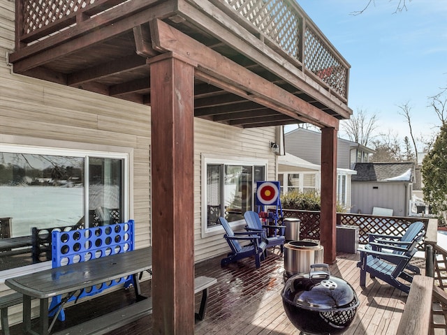 8860 Rushside Dr, Pinckney, MI 48169 - view of wooden terrace