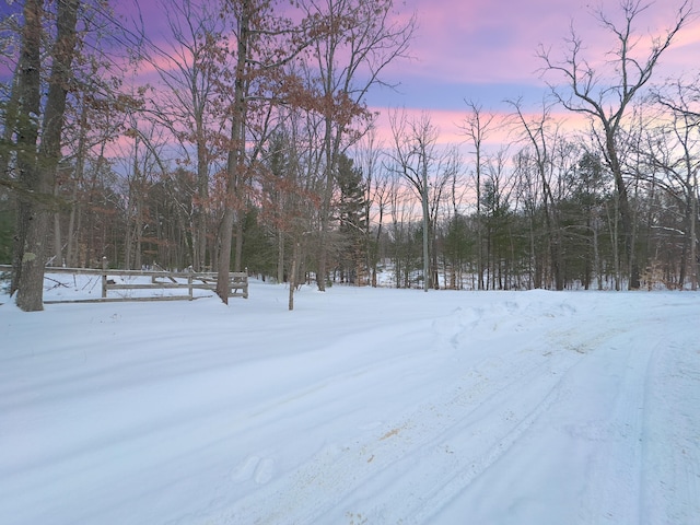 view of yard layered in snow