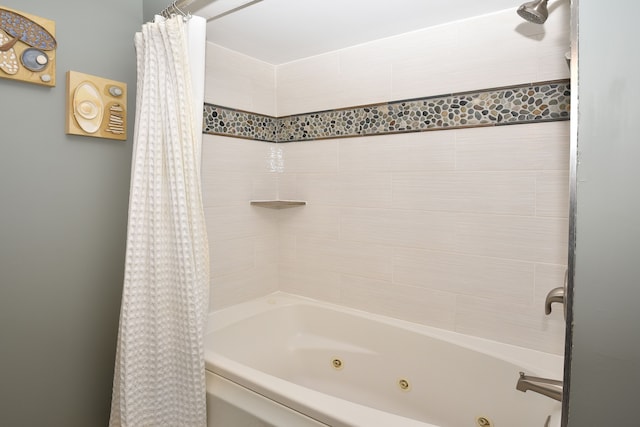 full bathroom with a combined bath / shower with jetted tub