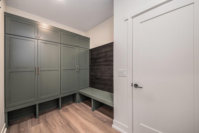 mudroom with light wood finished floors