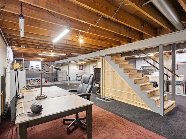 basement featuring stairway