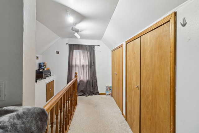 additional living space with lofted ceiling and carpet flooring