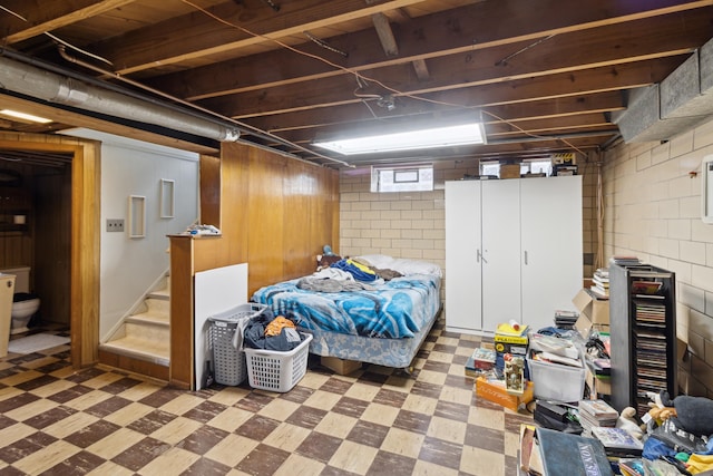 bedroom with tile patterned floors