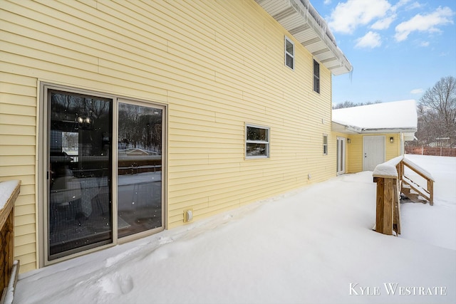 view of snowy exterior