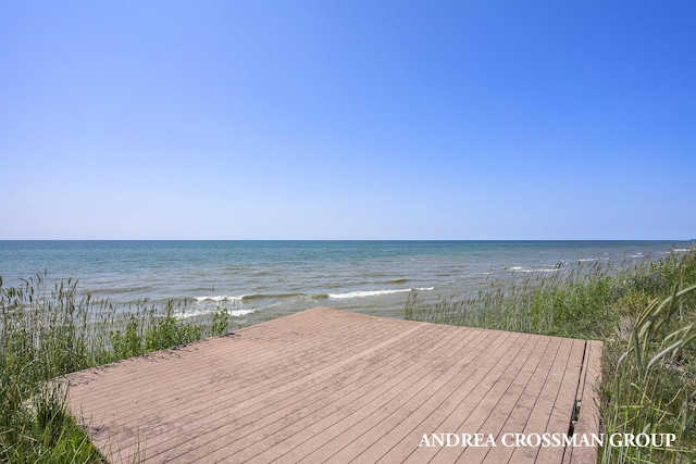 view of water feature featuring a view of the beach