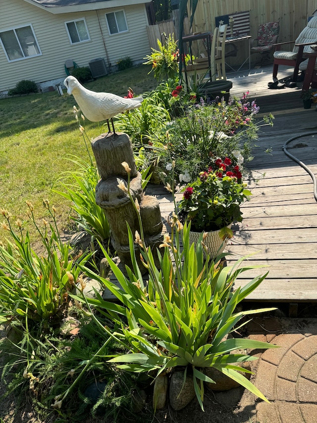 exterior space featuring a deck and fence