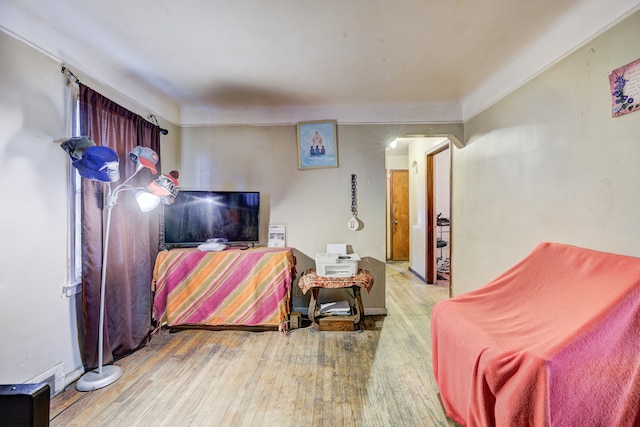 bedroom with hardwood / wood-style flooring