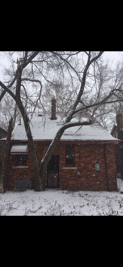 view of front facade with a chimney