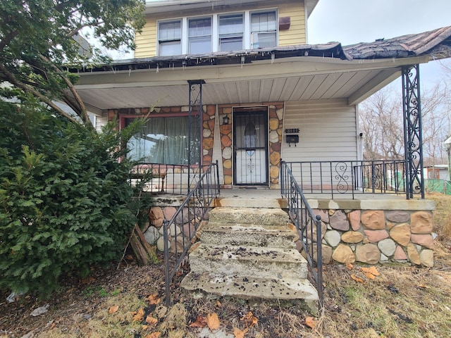 view of front of property with a porch