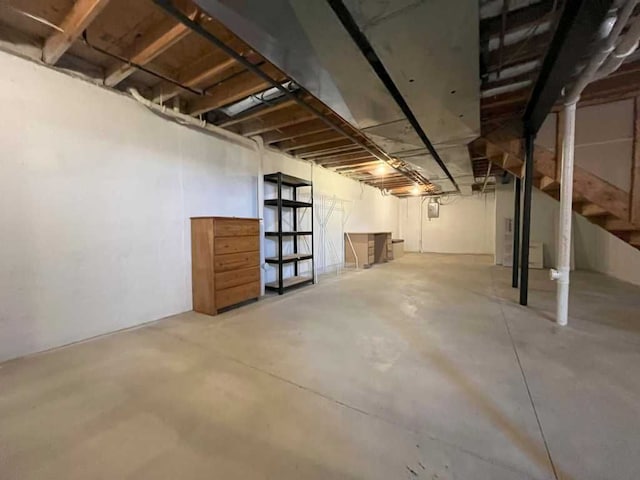 view of unfinished basement