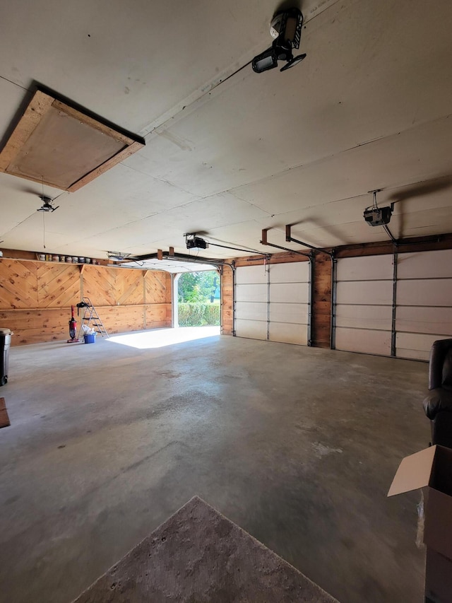 garage with a garage door opener