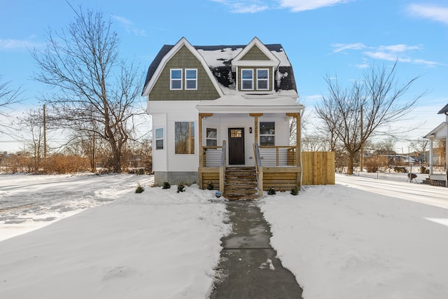 view of front of home featuring covered porch