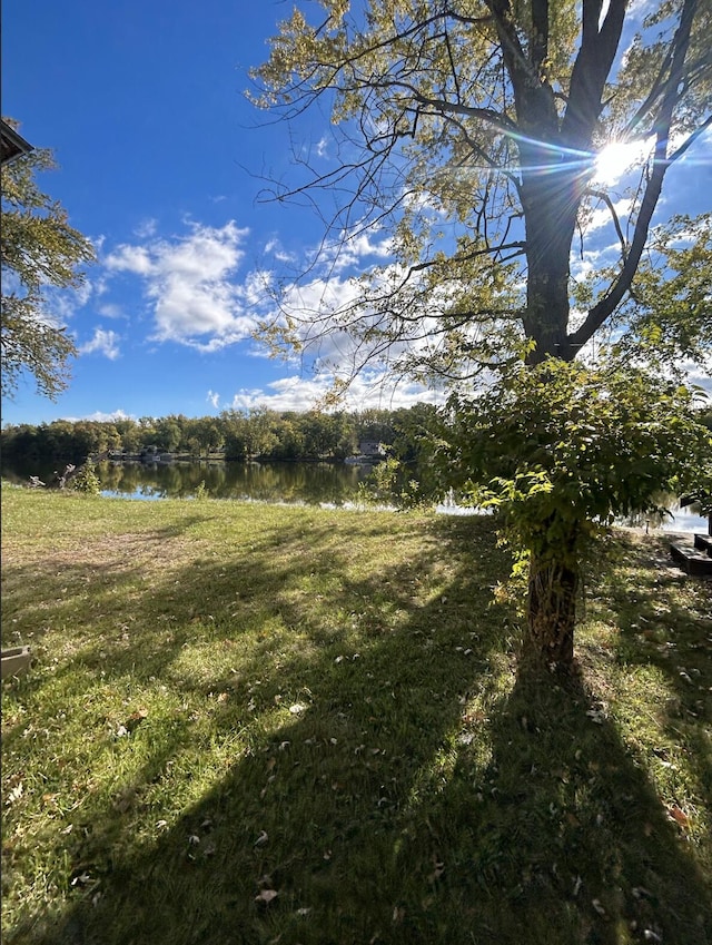 view of yard featuring a water view