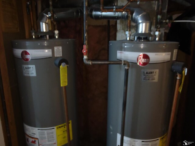 utility room featuring water heater