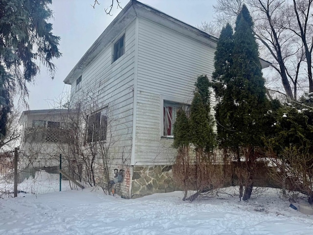 view of snow covered exterior