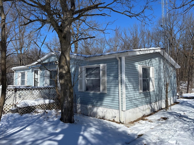 view of snow covered exterior