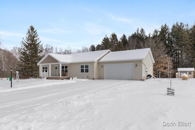 single story home with a garage