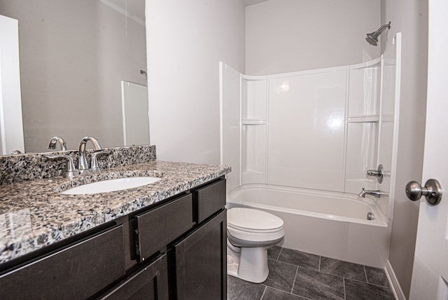 full bathroom with vanity, toilet, and bathing tub / shower combination