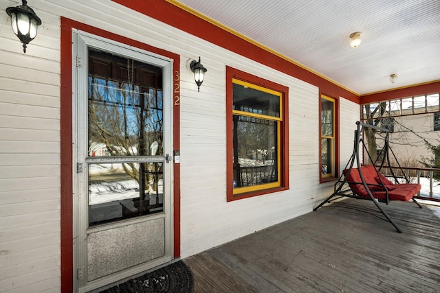 wooden deck featuring a porch