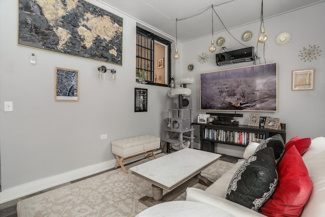 living area with baseboards