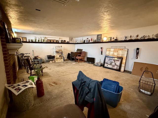 living room featuring a fireplace